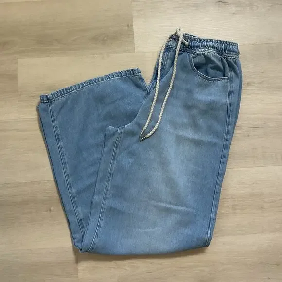 Loft The Palazzo Womens Zip Up Denim Palazzo Pants Light Wash Size 12 - Picture 3 of 12